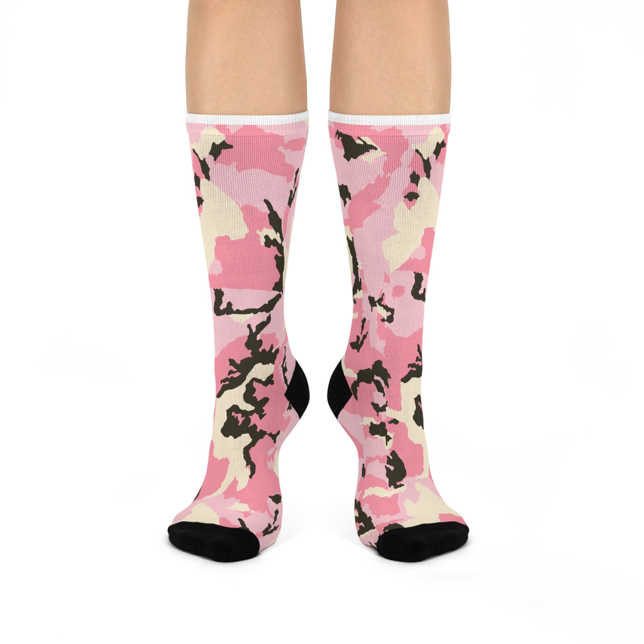 Stylish Cushioned Crew Socks - Pink Camo Design for Comfort & Fashion